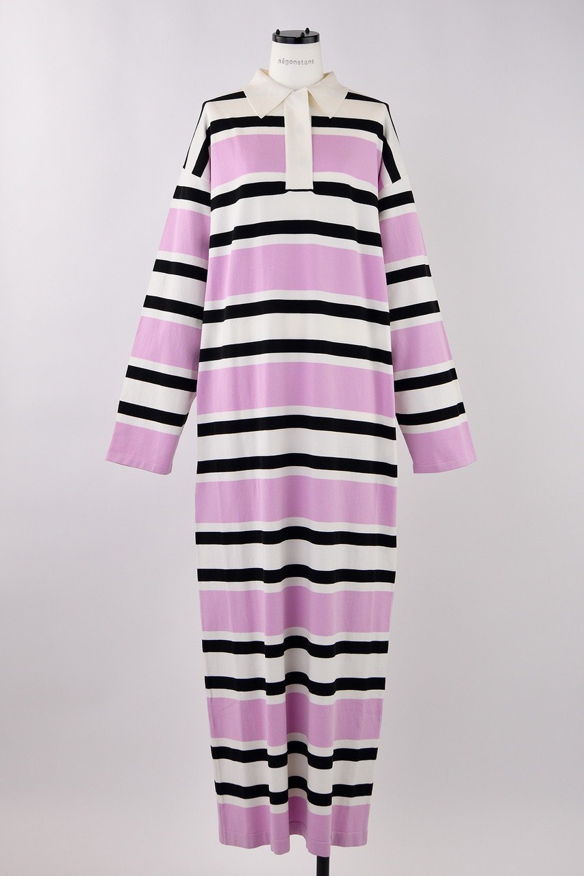 【ナゴンスタンス/nagonstans】のCRAFT GASS ニットポロDRS/ドレス・ワンピース 人気、トレンドファッション・服の通販 founy(ファニー) 　ファッション　Fashion　レディースファッション　Fashion for Women　ワンピース　Dresses　フォーマル・パーティードレス・結婚式用ドレス　Elegant & Casual Dresses　チュニック　Tunic Tops & Dresses　チュニック　Tunic, Long Top　ドレス　Dress, One-Piece　ボーダー　Border, Stripe　ポロシャツ　Polo Shirt, Collared Tee　リラックス　Relax, Relaxed Fit　ロング　Long, Long-Length　春　Spring　秋　Autumn　 other-1|ID: prp329100004900685 ipo3291000000036669991