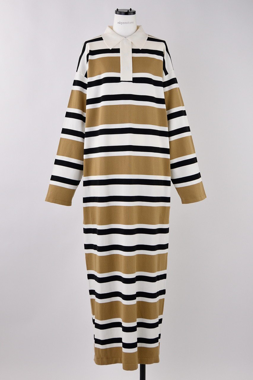 【ナゴンスタンス/nagonstans】のCRAFT GASS ニットポロDRS/ドレス・ワンピース インテリア・キッズ・メンズ・レディースファッション・服の通販 founy(ファニー) 　ファッション　Fashion　レディースファッション　Fashion for Women　ワンピース　Dresses　フォーマル・パーティードレス・結婚式用ドレス　Elegant & Casual Dresses　チュニック　Tunic Tops & Dresses　チュニック　Tunic, Long Top　ドレス　Dress, One-Piece　ボーダー　Border, Stripe　ポロシャツ　Polo Shirt, Collared Tee　リラックス　Relax, Relaxed Fit　ロング　Long, Long-Length　春　Spring　秋　Autumn　Sand|ID: prp329100004900685 ipo3291000000036669994