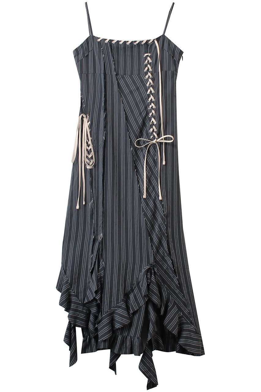 【プランク プロジェクト/PRANK PROJECT】のラッフルレースアップストライプワンピ / Ruffle Lace-Up Stripe Onepiece インテリア・キッズ・メンズ・レディースファッション・服の通販 founy(ファニー) 　ファッション　Fashion　レディースファッション　Fashion for Women　ワンピース　Dresses　チュニック　Tunic Tops & Dresses　おすすめ　Recommended / Our Picks　キャミワンピース　Cami Dress, Slip Dress　ストライプ　Stripe, Striped Pattern　チュニック　Tunic, Long Top　レース　Lace, Lace Fabric　ロング　Long, Long-Length　エレガント 上品　Elegant　NVY(ネイビー)|ID: prp329100004900726 ipo3291000000036670278
