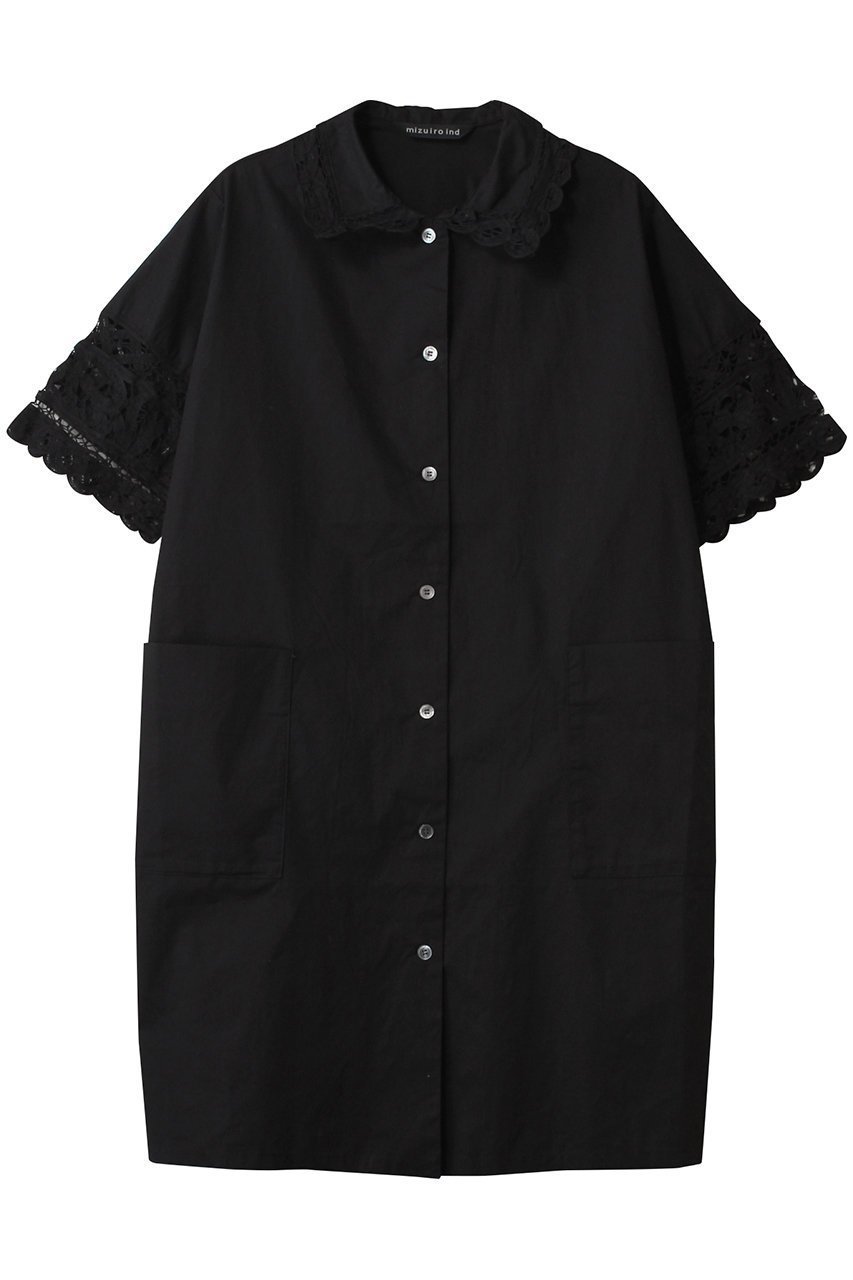 【ミズイロ インド/mizuiro ind】のbatten lace wide shirt OP ワンピース インテリア・キッズ・メンズ・レディースファッション・服の通販 founy(ファニー) 　ファッション　Fashion　レディースファッション　Fashion for Women　ワンピース　Dresses　チュニック　Tunic Tops & Dresses　チュニック　Tunic, Long Top　フェミニン　Feminine, Girly　フロント　Front, Front Design　レース　Lace, Lace Fabric　エレガント 上品　Elegant　black|ID: prp329100004900741 ipo3291000000036670397
