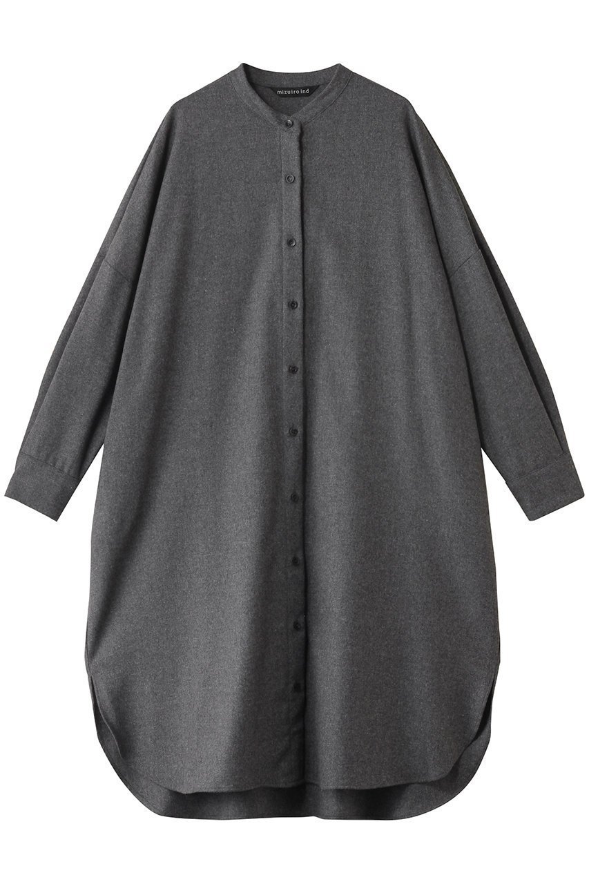 【ミズイロ インド/mizuiro ind】のstand collar shirt OP ワンピース インテリア・キッズ・メンズ・レディースファッション・服の通販 founy(ファニー) 　ファッション　Fashion　レディースファッション　Fashion for Women　ワンピース　Dresses　チュニック　Tunic Tops & Dresses　おすすめ　Recommended / Our Picks　サテン　Satin, Glossy Fabric　スタンド　Stand Collar, Upright Stand　チュニック　Tunic, Long Top　ロング　Long, Long-Length　エレガント 上品　Elegant　grayA|ID: prp329100004900784 ipo3291000000036670771