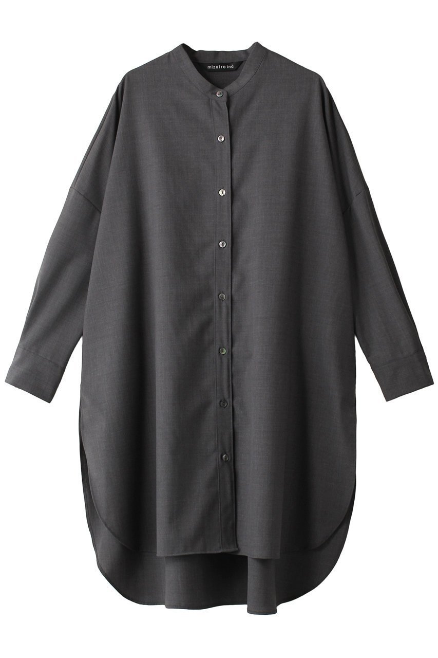 【ミズイロ インド/mizuiro ind】のT/W stand collar shirt tunic チュニック インテリア・キッズ・メンズ・レディースファッション・服の通販 founy(ファニー) 　ファッション　Fashion　レディースファッション　Fashion for Women　ワンピース　Dresses　チュニック　Tunic Tops & Dresses　シンプル　Simple, Minimal　スタンド　Stand Collar, Upright Stand　スリット　Slit, Slit Detail　チュニック　Tunic, Long Top　トレンド　Trend, Trending Now　ビッグ　Big, Oversized　ボトム　Bottoms, Lower Wear　gray|ID: prp329100004900899 ipo3291000000036672172