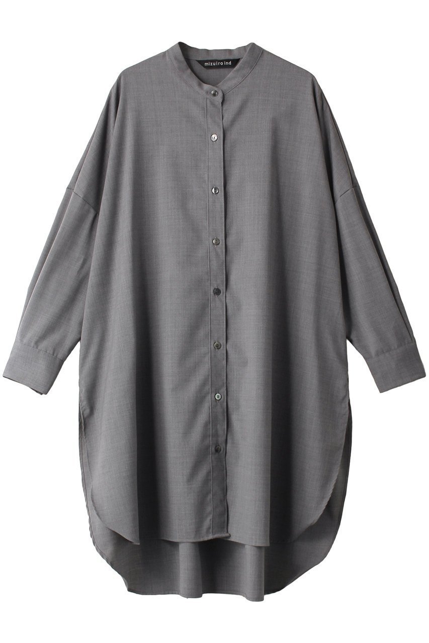 【ミズイロ インド/mizuiro ind】のT/W stand collar shirt tunic チュニック インテリア・キッズ・メンズ・レディースファッション・服の通販 founy(ファニー) 　ファッション　Fashion　レディースファッション　Fashion for Women　ワンピース　Dresses　チュニック　Tunic Tops & Dresses　シンプル　Simple, Minimal　スタンド　Stand Collar, Upright Stand　スリット　Slit, Slit Detail　チュニック　Tunic, Long Top　トレンド　Trend, Trending Now　ビッグ　Big, Oversized　ボトム　Bottoms, Lower Wear　grayA|ID: prp329100004900899 ipo3291000000036672173