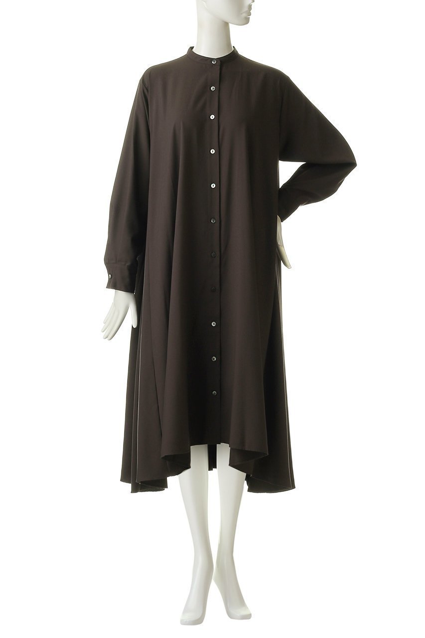 【ミズイロ インド/mizuiro ind】のバンドカラーフレアシャツワンピース 人気、トレンドファッション・服の通販 founy(ファニー) 　ファッション　Fashion　レディースファッション　Fashion for Women　ワンピース　Dresses　シャツワンピース / 1枚で着映えコーデ　Shirt Dresses　チュニック　Tunic Tops & Dresses　シンプル　Simple, Minimal　チュニック　Tunic, Long Top　フレア　Flare, Flared　ロング　Long, Long-Length　羽織　Haori, Light Jacket　other-2|ID: prp329100004900949 ipo3291000000036672870