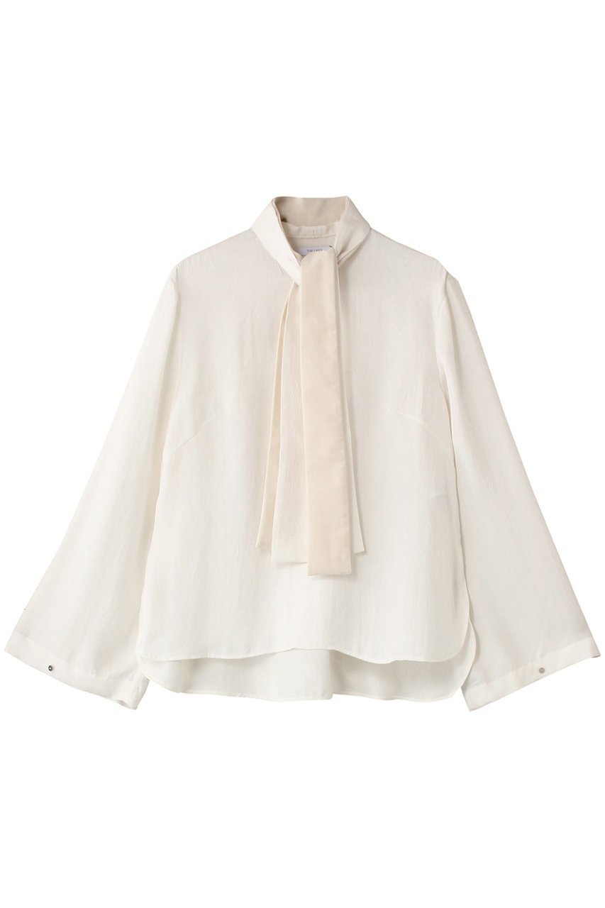 【ザ ライナー/THE LINER】のメルティ タイブラウス インテリア・キッズ・メンズ・レディースファッション・服の通販 founy(ファニー) ファッション Fashion レディースファッション Fashion for Women トップス・カットソー Cut & Sew Tops シャツ・ブラウス・オフィスカジュアル Elegant Blouses & Button-Ups スタンド Stand Collar, Upright Stand スリーブ Sleeve, Long Sleeve / Short Sleeve フォーマル Formal, Dressy ベルベット Velvet, Velvety ロング Long, Long-Length エレガント 上品 Elegant ホワイト|ID: prp329100004900969 ipo3291000000036673073