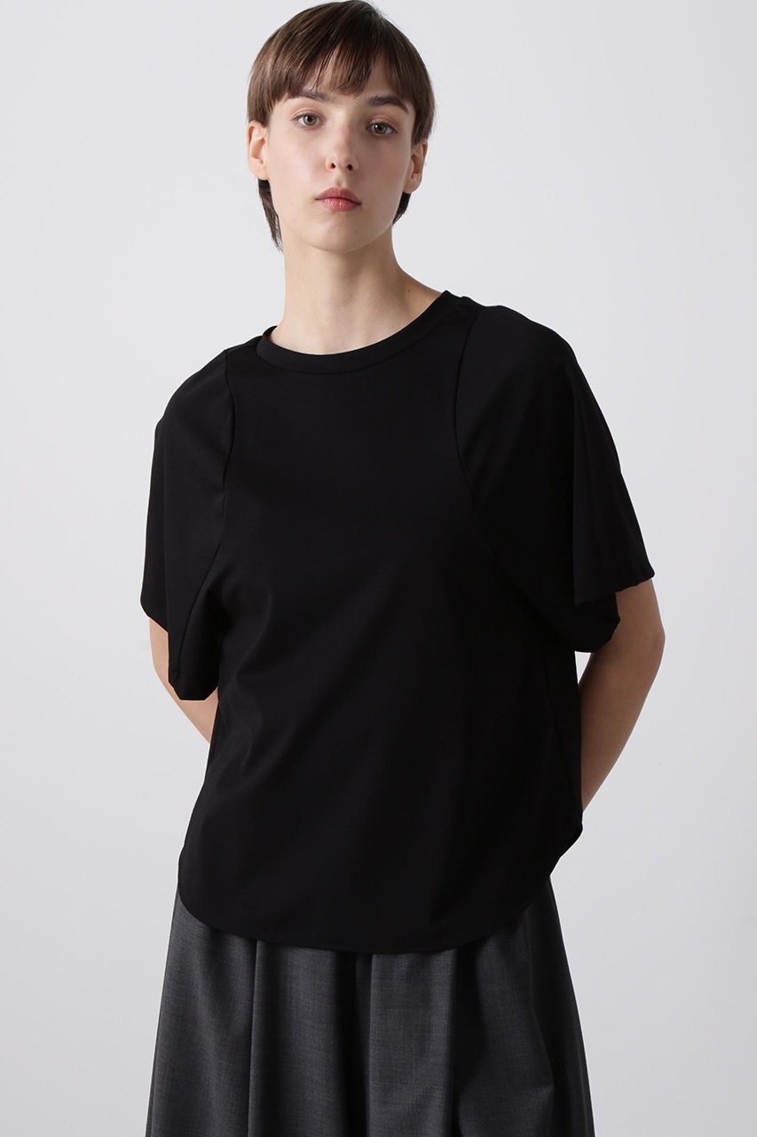 【ヒューエルミュージアム/hueLe Museum】の【hLM】ベアスムースカットソー インテリア・キッズ・メンズ・レディースファッション・服の通販 founy(ファニー) ファッション Fashion レディースファッション Fashion for Women トップス・カットソー Cut & Sew Tops シャツ・ブラウス・オフィスカジュアル Elegant Blouses & Button-Ups ロングTシャツ・Tシャツ Longline T-Shirts & Tees カットソー・ベーシックTシャツ Cut-and-Sewn Tops / Stretch Tees & Basics ショート Short, Short Length シンプル Simple, Minimal スリーブ Sleeve, Long Sleeve / Short Sleeve フレア Flare, Flared ベーシック Basic, Essential ブラック|ID: prp329100004900979 ipo3291000000036673159