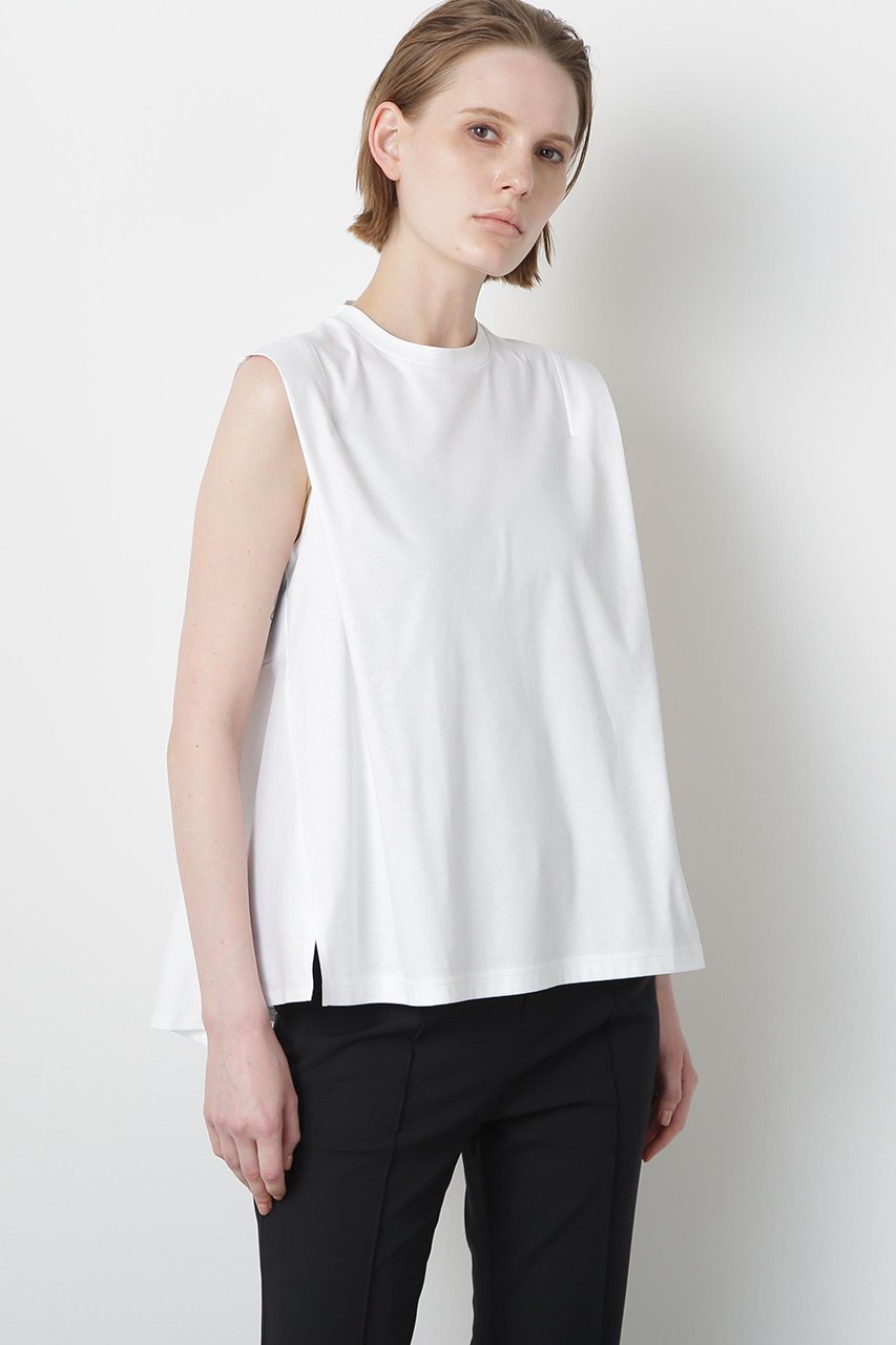 【ヒューエルミュージアム/hueLe Museum】の【STUMBLY】Back Peplum Jersey インテリア・キッズ・メンズ・レディースファッション・服の通販 founy(ファニー) 　ファッション　Fashion　レディースファッション　Fashion for Women　トップス・カットソー　Cut & Sew Tops　キャミソール&ノースリーブ　Camisoles & Sleeveless Tops　シャツ・ブラウス・オフィスカジュアル　Elegant Blouses & Button-Ups　ロングTシャツ・Tシャツ　Longline T-Shirts & Tees　カットソー・ベーシックTシャツ　Cut-and-Sewn Tops / Stretch Tees & Basics　キャミソール　Camisole, Spaghetti Strap Top　タンク　Tank Top, Sleeveless Top　ノースリーブ　Sleeveless, No-Sleeve　ペプラム　Peplum, Flared Hem　人気　Popular, Best Seller　夏　Summer　定番　Standard, Basic Item　ホワイト|ID: prp329100004900981 ipo3291000000036673169