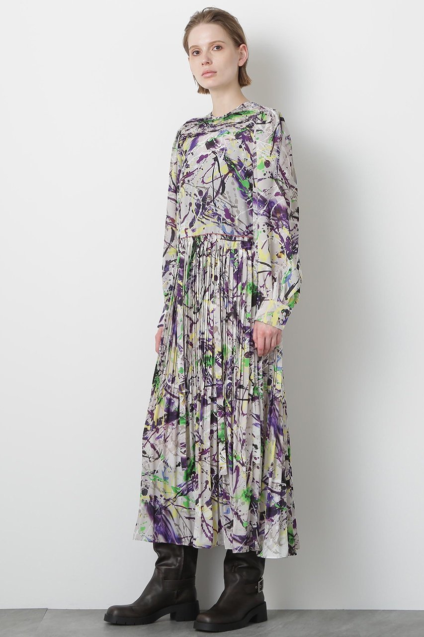 【ヒューエルミュージアム/hueLe Museum】の【STUMBLY】Printed Pleats Dress 人気、トレンドファッション・服の通販 founy(ファニー) 　ファッション　Fashion　レディースファッション　Fashion for Women　ワンピース　Dresses　フォーマル・パーティードレス・結婚式用ドレス　Elegant & Casual Dresses　チュニック　Tunic Tops & Dresses　スリーブ　Sleeve, Long Sleeve / Short Sleeve　チュニック　Tunic, Long Top　プリント　Print, Printed Pattern　プリーツ　Pleats, Pleated　ロング　Long, Long-Length　other-3|ID: prp329100004900992 ipo3291000000036673251