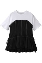 【メゾンスペシャル/MAISON SPECIAL】のDocking Balloon Hem T-shirt/ドッキングバルーンヘムTシャツ 人気、トレンドファッション・服の通販 founy(ファニー) ファッション Fashion レディースファッション Fashion for Women トップス・カットソー Cut & Sew Tops シャツ・ブラウス・オフィスカジュアル Elegant Blouses & Button-Ups ロングTシャツ・Tシャツ Longline T-Shirts & Tees カットソー・ベーシックTシャツ Cut-and-Sewn Tops / Stretch Tees & Basics コルセット Corset, Bustier ショート Short, Short Length ストレッチ Stretch, Stretchy Fabric スピンドル Spindle, Drawcord スリーブ Sleeve, Long Sleeve / Short Sleeve デニム Denim, Jeans Material おすすめ Recommended / Our Picks エレガント 上品 Elegant thumbnail BLK(ブラック)|ID: prp329100004901009 ipo3291000000036673386