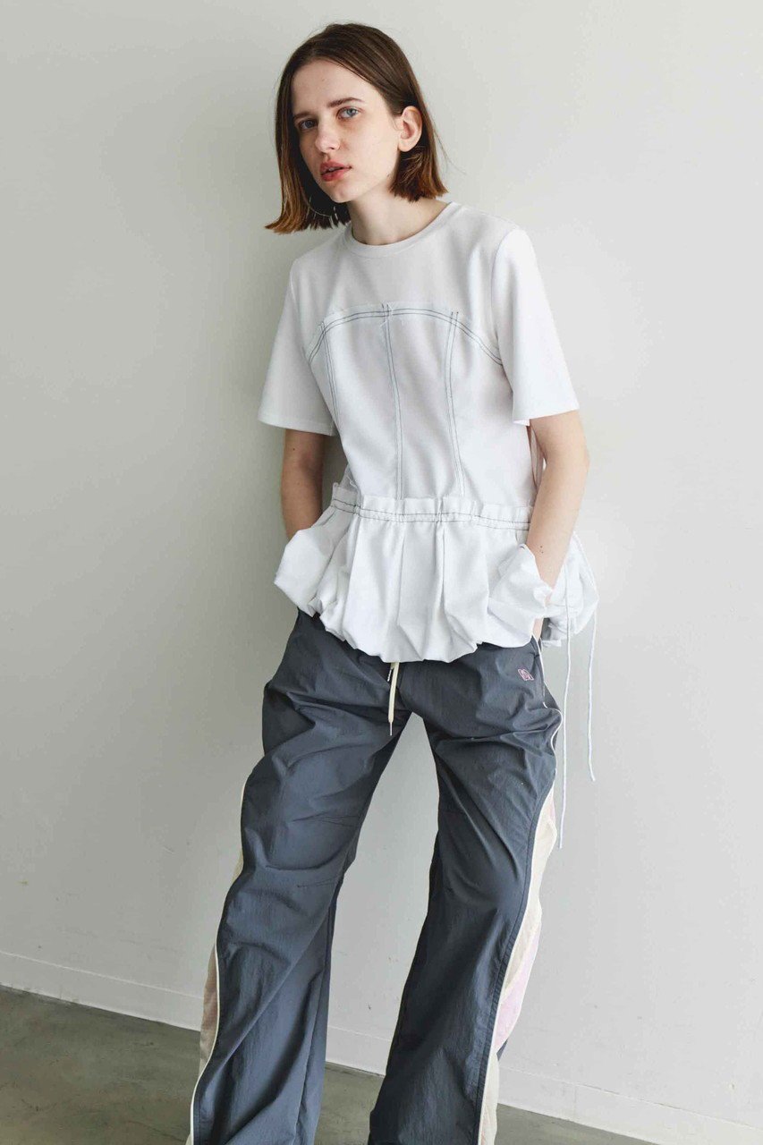 【メゾンスペシャル/MAISON SPECIAL】のDocking Balloon Hem T-shirt/ドッキングバルーンヘムTシャツ 人気、トレンドファッション・服の通販 founy(ファニー) ファッション Fashion レディースファッション Fashion for Women トップス・カットソー Cut & Sew Tops シャツ・ブラウス・オフィスカジュアル Elegant Blouses & Button-Ups ロングTシャツ・Tシャツ Longline T-Shirts & Tees カットソー・ベーシックTシャツ Cut-and-Sewn Tops / Stretch Tees & Basics コルセット Corset, Bustier ショート Short, Short Length ストレッチ Stretch, Stretchy Fabric スピンドル Spindle, Drawcord スリーブ Sleeve, Long Sleeve / Short Sleeve デニム Denim, Jeans Material おすすめ Recommended / Our Picks エレガント 上品 Elegant other-6|ID: prp329100004901009 ipo3291000000036709965