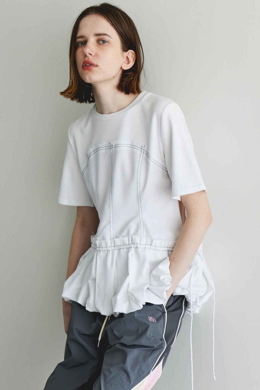 【メゾンスペシャル/MAISON SPECIAL】のDocking Balloon Hem T-shirt/ドッキングバルーンヘムTシャツ 人気、トレンドファッション・服の通販 founy(ファニー) ファッション Fashion レディースファッション Fashion for Women トップス・カットソー Cut & Sew Tops シャツ・ブラウス・オフィスカジュアル Elegant Blouses & Button-Ups ロングTシャツ・Tシャツ Longline T-Shirts & Tees カットソー・ベーシックTシャツ Cut-and-Sewn Tops / Stretch Tees & Basics コルセット Corset, Bustier ショート Short, Short Length ストレッチ Stretch, Stretchy Fabric スピンドル Spindle, Drawcord スリーブ Sleeve, Long Sleeve / Short Sleeve デニム Denim, Jeans Material おすすめ Recommended / Our Picks エレガント 上品 Elegant other-7|ID: prp329100004901009 ipo3291000000036709968
