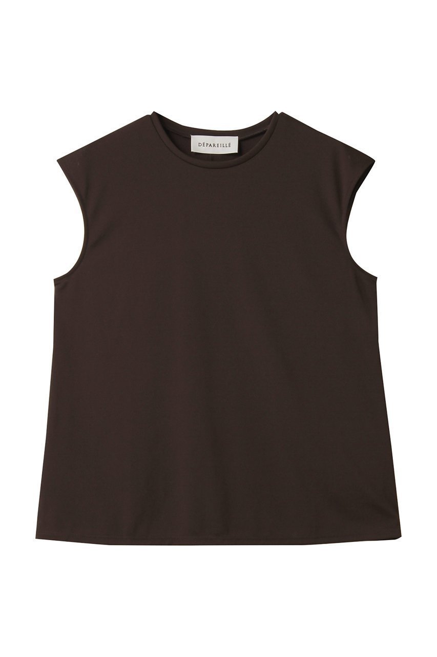 【デパリエ/DEPAREILLE】のトリアセテートジャージースリーブレストップス インテリア・キッズ・メンズ・レディースファッション・服の通販 founy(ファニー) 　ファッション　Fashion　レディースファッション　Fashion for Women　トップス・カットソー　Cut & Sew Tops　キャミソール&ノースリーブ　Camisoles & Sleeveless Tops　シャツ・ブラウス・オフィスカジュアル　Elegant Blouses & Button-Ups　ロングTシャツ・Tシャツ　Longline T-Shirts & Tees　カットソー・ベーシックTシャツ　Cut-and-Sewn Tops / Stretch Tees & Basics　インナー　Innerwear　キャミソール　Camisole, Spaghetti Strap Top　コンパクト　Compact, Small Size　ジャケット　Jacket, Outerwear　タンク　Tank Top, Sleeveless Top　ドレープ　Drape, Draping Fabric　ベーシック　Basic, Essential　夏　Summer　秋　Autumn　ブラウン|ID: prp329100004901060 ipo3291000000036673778