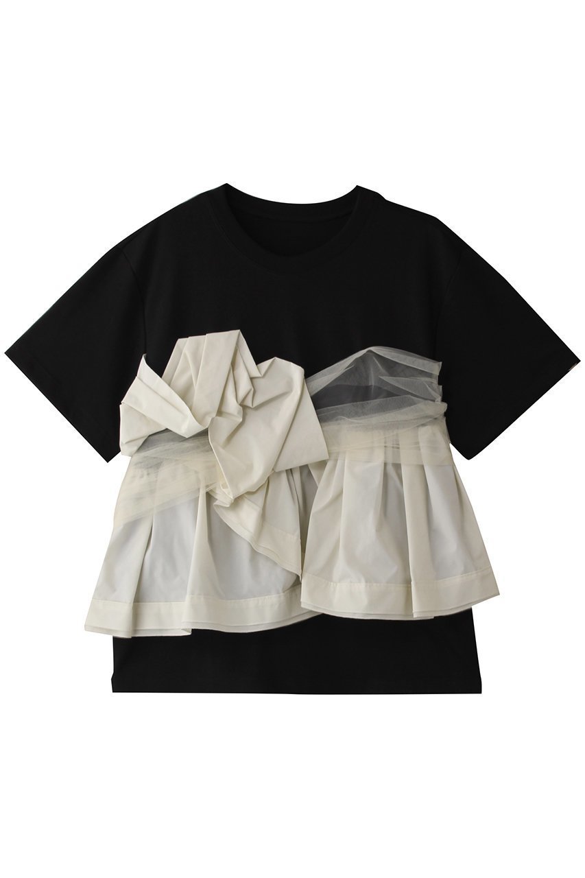 【メゾンスペシャル/MAISON SPECIAL】のDocking Twisted T-shirt/ドッキングツイステッドTシャツ 人気、トレンドファッション・服の通販 founy(ファニー) 　ファッション　Fashion　レディースファッション　Fashion for Women　トップス・カットソー　Cut & Sew Tops　シャツ・ブラウス・オフィスカジュアル　Elegant Blouses & Button-Ups　ロングTシャツ・Tシャツ　Longline T-Shirts & Tees　カットソー・ベーシックTシャツ　Cut-and-Sewn Tops / Stretch Tees & Basics　カットソー　Cut and Sewn Top　ショート　Short, Short Length　スリーブ　Sleeve, Long Sleeve / Short Sleeve　タフタ　Taffeta, Structured Fabric　チュール　Tulip, Tulip Motif　ビスチェ　Bustier, Corset Top　ボトム　Bottoms, Lower Wear　夏　Summer　エレガント 上品　Elegant　 other-1|ID: prp329100004901064 ipo3291000000036673806