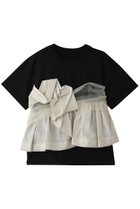 【メゾンスペシャル/MAISON SPECIAL】のDocking Twisted T-shirt/ドッキングツイステッドTシャツ 人気、トレンドファッション・服の通販 founy(ファニー) ファッション Fashion レディースファッション Fashion for Women トップス・カットソー Cut & Sew Tops シャツ・ブラウス・オフィスカジュアル Elegant Blouses & Button-Ups ロングTシャツ・Tシャツ Longline T-Shirts & Tees カットソー・ベーシックTシャツ Cut-and-Sewn Tops / Stretch Tees & Basics カットソー Cut and Sewn Top ショート Short, Short Length スリーブ Sleeve, Long Sleeve / Short Sleeve タフタ Taffeta, Structured Fabric チュール Tulip, Tulip Motif ビスチェ Bustier, Corset Top ボトム Bottoms, Lower Wear 夏 Summer エレガント 上品 Elegant thumbnail BLK(ブラック)|ID: prp329100004901064 ipo3291000000036673808