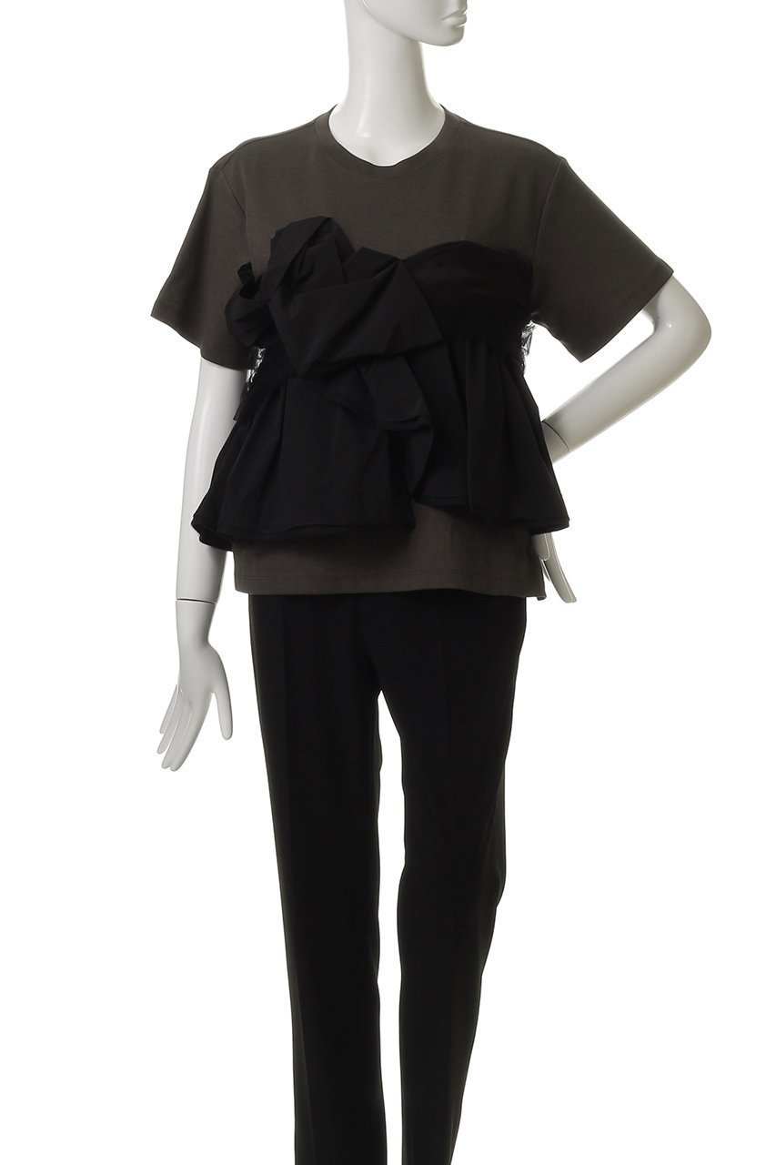 【メゾンスペシャル/MAISON SPECIAL】のDocking Twisted T-shirt/ドッキングツイステッドTシャツ 人気、トレンドファッション・服の通販 founy(ファニー) 　ファッション　Fashion　レディースファッション　Fashion for Women　トップス・カットソー　Cut & Sew Tops　シャツ・ブラウス・オフィスカジュアル　Elegant Blouses & Button-Ups　ロングTシャツ・Tシャツ　Longline T-Shirts & Tees　カットソー・ベーシックTシャツ　Cut-and-Sewn Tops / Stretch Tees & Basics　カットソー　Cut and Sewn Top　ショート　Short, Short Length　スリーブ　Sleeve, Long Sleeve / Short Sleeve　タフタ　Taffeta, Structured Fabric　チュール　Tulip, Tulip Motif　ビスチェ　Bustier, Corset Top　ボトム　Bottoms, Lower Wear　夏　Summer　エレガント 上品　Elegant　other-2|ID: prp329100004901064 ipo3291000000036710073