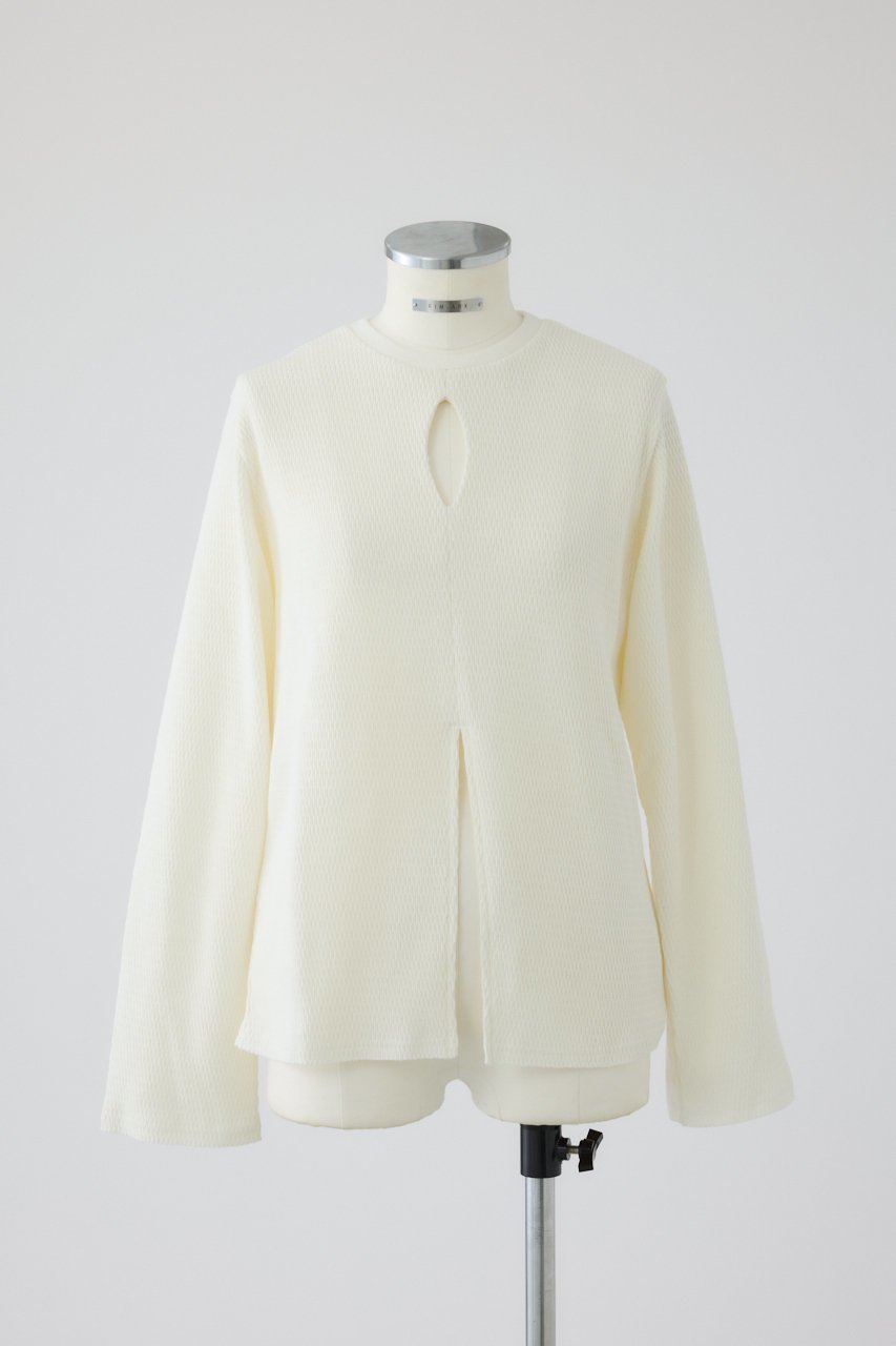 【リムアーク/RIM.ARK】のOpen skin thermal tops/トップス インテリア・キッズ・メンズ・レディースファッション・服の通販 founy(ファニー) 　ファッション　Fashion　レディースファッション　Fashion for Women　トップス・カットソー　Cut & Sew Tops　シャツ・ブラウス・オフィスカジュアル　Elegant Blouses & Button-Ups　ロングTシャツ・Tシャツ　Longline T-Shirts & Tees　カットソー・ベーシックTシャツ　Cut-and-Sewn Tops / Stretch Tees & Basics　オーバル　Oval Design　サーマル　Thermal, Waffle Knit　スリーブ　Sleeve, Long Sleeve / Short Sleeve　フロント　Front, Front Design　モダン　Modern, Contemporary　ロング　Long, Long-Length　ホワイト|ID: prp329100004901159 ipo3291000000036674735