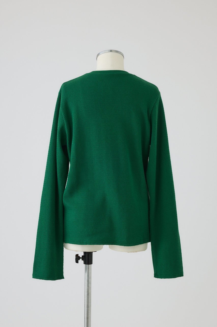 【リムアーク/RIM.ARK】のOpen skin thermal tops/トップス 人気、トレンドファッション・服の通販 founy(ファニー) 　ファッション　Fashion　レディースファッション　Fashion for Women　トップス・カットソー　Cut & Sew Tops　シャツ・ブラウス・オフィスカジュアル　Elegant Blouses & Button-Ups　ロングTシャツ・Tシャツ　Longline T-Shirts & Tees　カットソー・ベーシックTシャツ　Cut-and-Sewn Tops / Stretch Tees & Basics　オーバル　Oval Design　サーマル　Thermal, Waffle Knit　スリーブ　Sleeve, Long Sleeve / Short Sleeve　フロント　Front, Front Design　モダン　Modern, Contemporary　ロング　Long, Long-Length　other-4|ID: prp329100004901159 ipo3291000000036674738