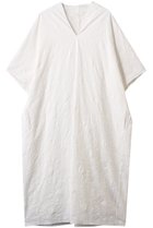 【プレインピープル/PLAIN PEOPLE】の塩縮プリントVネックワンピース ホワイト|ID: prp329100004901219 ipo3291000000036675351