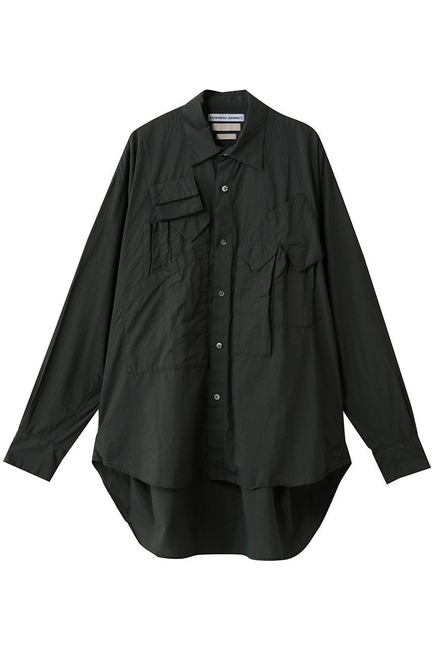 【ヨーク/YOKE】の【UNISEX】【YOKE × KATHARINE HAMNETT】オーガニック コットン マルチ ポケット シャツ インテリア・キッズ・メンズ・レディースファッション・服の通販 founy(ファニー) 　ファッション　Fashion　レディースファッション　Fashion for Women　トップス・カットソー　Cut & Sew Tops　シャツ・ブラウス・オフィスカジュアル　Elegant Blouses & Button-Ups　ユニセックス　Unisex, Genderless　オーガニック　Organic Cotton　スリーブ　Sleeve, Long Sleeve / Short Sleeve　ポケット　Pocket, Pocket Detail　モダン　Modern, Contemporary　ロング　Long, Long-Length　チャコール|ID: prp329100004901266 ipo3291000000036675887