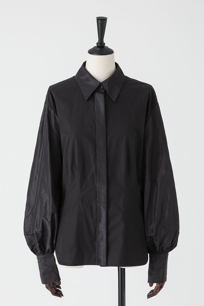 【オーヴィル/EAUVIRE】のタフタスリーブシャツ インテリア・キッズ・メンズ・レディースファッション・服の通販 founy(ファニー) ファッション Fashion レディースファッション Fashion for Women トップス・カットソー Cut & Sew Tops シャツ・ブラウス・オフィスカジュアル Elegant Blouses & Button-Ups イタリア Italy カフス Cuff Design コンビ Combo, Combination Style シェイプ Shape, Slim Fit シルク Silk, 100% Silk スリーブ Sleeve, Long Sleeve / Short Sleeve タイプライター Typewriter Fabric, Crisp Cotton タフタ Taffeta, Structured Fabric ロング Long, Long-Length ブラック|ID: prp329100004901271 ipo3291000000036675933