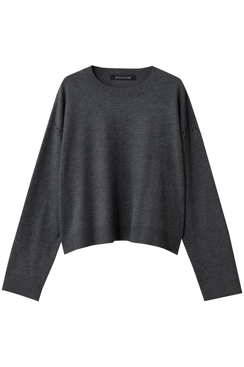 【ミズイロ インド/mizuiro ind】のクルーネックワイドニットクロシェ インテリア・キッズ・メンズ・レディースファッション・服の通販 founy(ファウニー) 　ファッション　Fashion　レディースファッション　Fashion for Women　ワンピース　Dresses　チュニック　Tunic Tops & Dresses　シンプル　Simple, Minimal　チュニック　Tunic, Long Top　c.gray|ID: prp329100004901272 ipo3291000000036675943