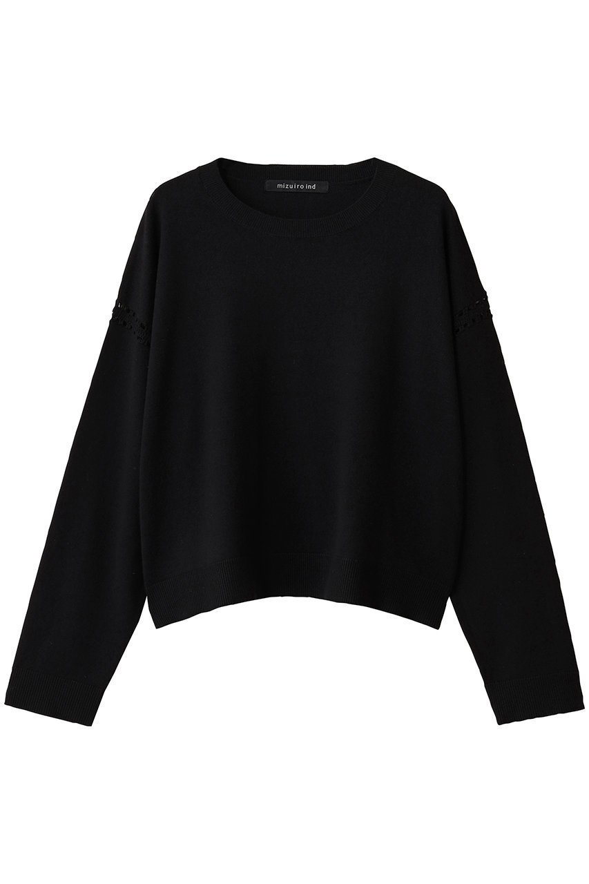 【ミズイロ インド/mizuiro ind】のクルーネックワイドニットクロシェ インテリア・キッズ・メンズ・レディースファッション・服の通販 founy(ファウニー) 　ファッション　Fashion　レディースファッション　Fashion for Women　ワンピース　Dresses　チュニック　Tunic Tops & Dresses　シンプル　Simple, Minimal　チュニック　Tunic, Long Top　black|ID: prp329100004901272 ipo3291000000036675944