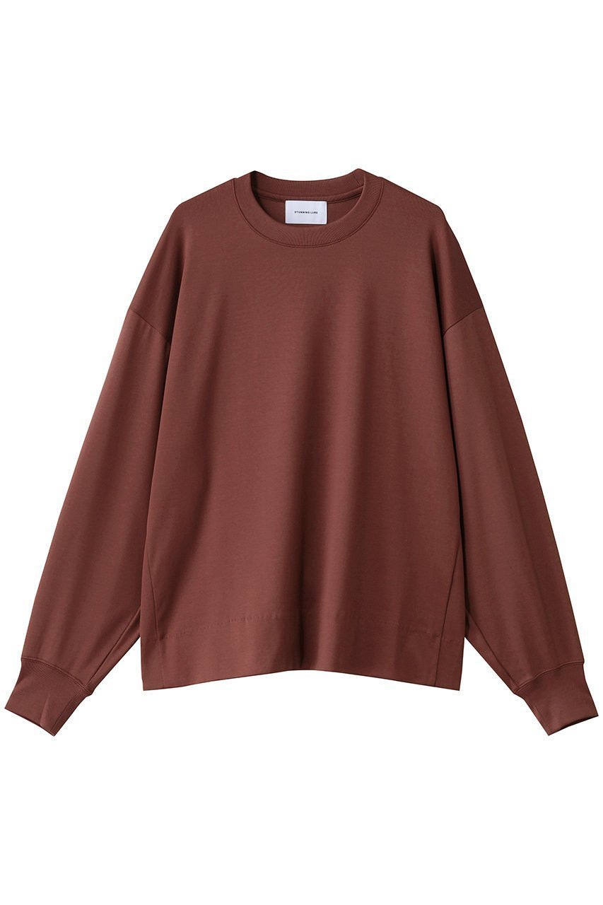 【スタニングルアー/STUNNING LURE】のスムースボクシープルオーバー インテリア・キッズ・メンズ・レディースファッション・服の通販 founy(ファニー) 　ファッション　Fashion　レディースファッション　Fashion for Women　トップス・カットソー　Cut & Sew Tops　シャツ・ブラウス・オフィスカジュアル　Elegant Blouses & Button-Ups　ロングTシャツ・Tシャツ　Longline T-Shirts & Tees　カジュアルプルオーバー・ニットトップス　Pullovers & Knit Tops / Casual Pullovers　カットソー・ベーシックTシャツ　Cut-and-Sewn Tops / Stretch Tees & Basics　スリーブ　Sleeve, Long Sleeve / Short Sleeve　ロング　Long, Long-Length　エレガント 上品　Elegant　レンガ|ID: prp329100004901334 ipo3291000000036676628