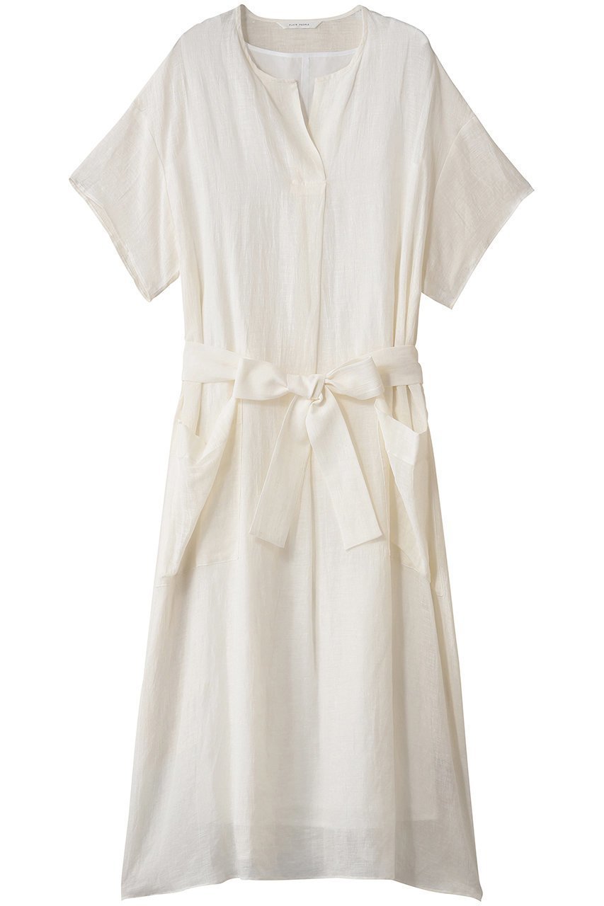 【プレインピープル/PLAIN PEOPLE】のナチュラルリネンガーゼ半袖ワンピース 人気、トレンドファッション・服の通販 founy(ファニー) 　ファッション　Fashion　レディースファッション　Fashion for Women　ワンピース　Dresses　チュニック　Tunic Tops & Dresses　アンダー　Underwear Essentials　シアー　Sheer, See-Through　チュニック　Tunic, Long Top　ドレス　Dress, One-Piece　フェミニン　Feminine, Girly　ポケット　Pocket, Pocket Detail　リネン　Linen, Linen Fabric　リボン　Ribbon, Bow　ロング　Long, Long-Length　半袖　Short Sleeve, Half Sleeve　 other-1|ID: prp329100004901337 ipo3291000000036676653