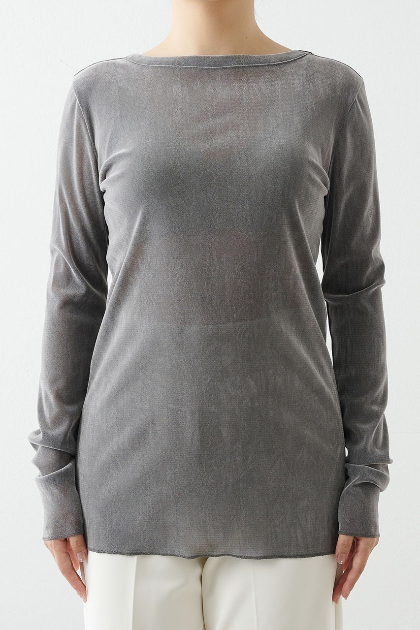 【ウィムガゼット/Whim Gazette】のフロッキーバックシャンカットソー 人気、トレンドファッション・服の通販 founy(ファニー) 　ファッション　Fashion　レディースファッション　Fashion for Women　トップス・カットソー　Cut & Sew Tops　シャツ・ブラウス・オフィスカジュアル　Elegant Blouses & Button-Ups　ロングTシャツ・Tシャツ　Longline T-Shirts & Tees　カットソー・ベーシックTシャツ　Cut-and-Sewn Tops / Stretch Tees & Basics　インナー　Innerwear　カッティング　Cutting Detail　ジャケット　Jacket, Outerwear　スリーブ　Sleeve, Long Sleeve / Short Sleeve　チュール　Tulip, Tulip Motif　人気　Popular, Best Seller　フェミニン　Feminine, Girly　プリント　Print, Printed Pattern　ロング　Long, Long-Length　エレガント 上品　Elegant　other-7|ID: prp329100004901344 ipo3291000000036710852