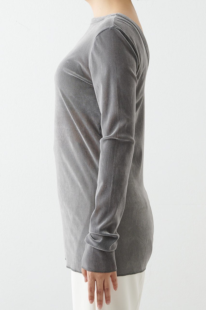 【ウィムガゼット/Whim Gazette】のフロッキーバックシャンカットソー 人気、トレンドファッション・服の通販 founy(ファニー) 　ファッション　Fashion　レディースファッション　Fashion for Women　トップス・カットソー　Cut & Sew Tops　シャツ・ブラウス・オフィスカジュアル　Elegant Blouses & Button-Ups　ロングTシャツ・Tシャツ　Longline T-Shirts & Tees　カットソー・ベーシックTシャツ　Cut-and-Sewn Tops / Stretch Tees & Basics　インナー　Innerwear　カッティング　Cutting Detail　ジャケット　Jacket, Outerwear　スリーブ　Sleeve, Long Sleeve / Short Sleeve　チュール　Tulip, Tulip Motif　人気　Popular, Best Seller　フェミニン　Feminine, Girly　プリント　Print, Printed Pattern　ロング　Long, Long-Length　エレガント 上品　Elegant　other-8|ID: prp329100004901344 ipo3291000000036710854