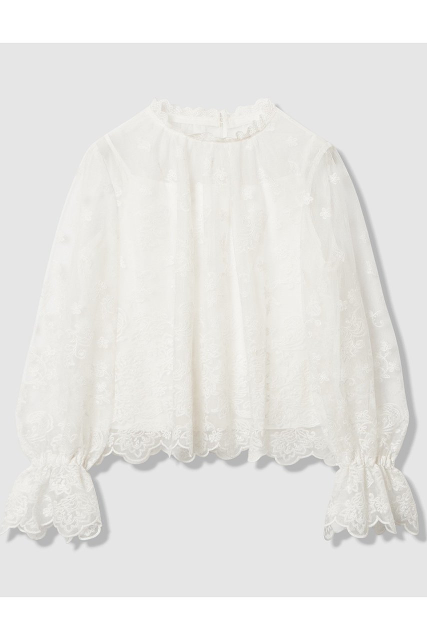 【アナイ/ANAYI】の【Eternal Line 2026】チュール刺繍ベル袖 ブラウス 人気、トレンドファッション・服の通販 founy(ファニー) ファッション Fashion レディースファッション Fashion for Women トップス・カットソー Cut & Sew Tops シャツ・ブラウス・オフィスカジュアル Elegant Blouses & Button-Ups キャミソール Camisole, Spaghetti Strap Top ジャケット Jacket, Outerwear スカラップ Scallop, Scalloped Edge スリーブ Sleeve, Long Sleeve / Short Sleeve チュール Tulip, Tulip Motif バランス Balance, Style Balance ロング Long, Long-Length エレガント 上品 Elegant 無地 Plain, Solid Color other-1|ID: prp329100004901488 ipo3291000000036678229