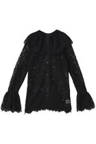 【プランク プロジェクト/PRANK PROJECT】のスカラップレースブラウス / Scallop Lace Blouse 大人の最旬トレンドファッション＆コーディネート founy(ファウニー) ファッション Fashion レディースファッション Fashion for Women トップス・カットソー Cut & Sew Tops シャツ・ブラウス・オフィスカジュアル Elegant Blouses & Button-Ups ジャケット Jacket, Outerwear スカラップ Scallop, Scalloped Edge スリーブ Sleeve, Long Sleeve / Short Sleeve ビッグ Big, Oversized リボン Ribbon, Bow レース Lace, Lace Fabric ロング Long, Long-Length thumbnail BLK(ブラック)|ID: prp329100004901498 ipo3291000000036678345