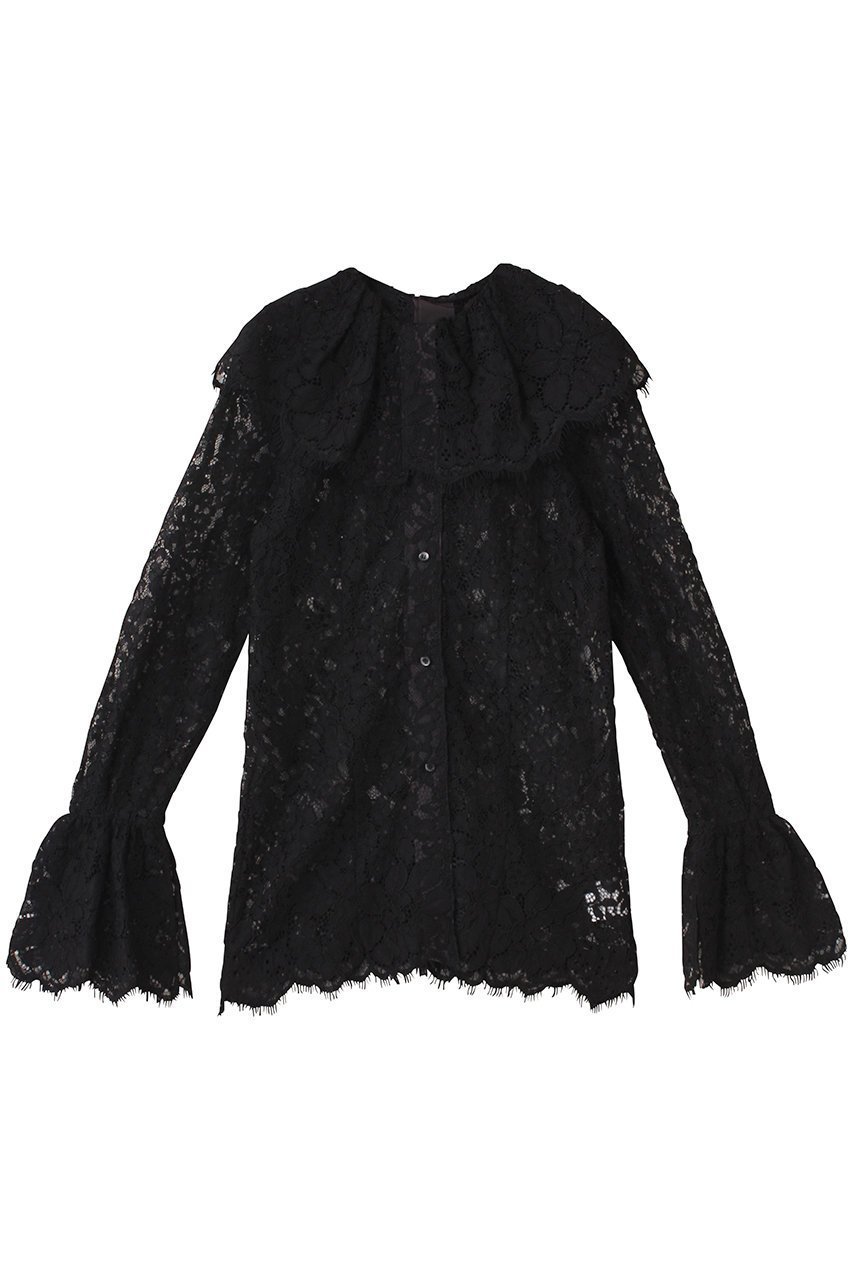 【プランク プロジェクト/PRANK PROJECT】のスカラップレースブラウス / Scallop Lace Blouse インテリア・キッズ・メンズ・レディースファッション・服の通販 founy(ファウニー) 　ファッション　Fashion　レディースファッション　Fashion for Women　トップス・カットソー　Cut & Sew Tops　シャツ・ブラウス・オフィスカジュアル　Elegant Blouses & Button-Ups　ジャケット　Jacket, Outerwear　スカラップ　Scallop, Scalloped Edge　スリーブ　Sleeve, Long Sleeve / Short Sleeve　ビッグ　Big, Oversized　リボン　Ribbon, Bow　レース　Lace, Lace Fabric　ロング　Long, Long-Length　BLK(ブラック)|ID: prp329100004901498 ipo3291000000036678345