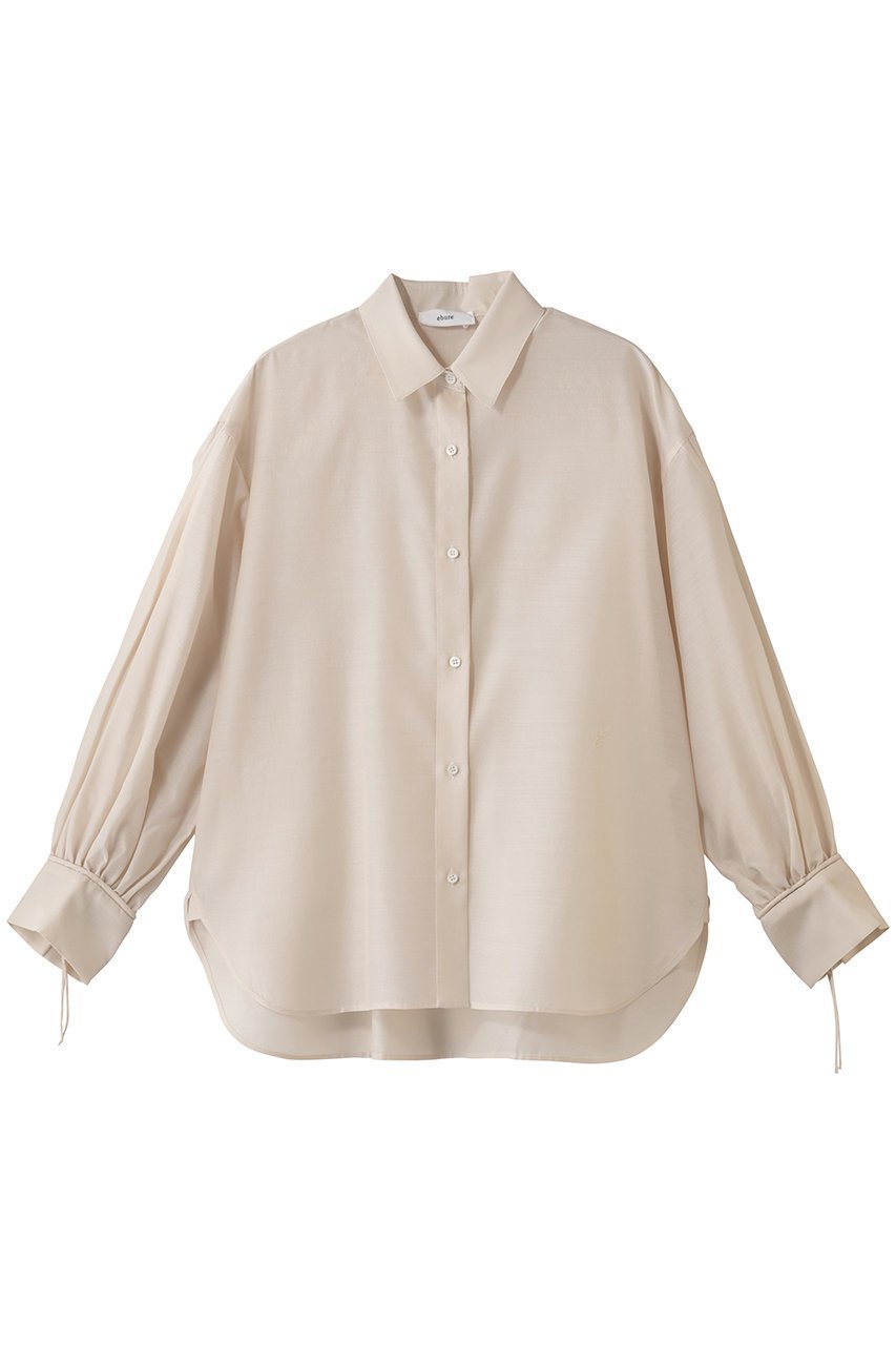【エブール/ebure】のライトウールシルク パフスリーブシャツ インテリア・キッズ・メンズ・レディースファッション・服の通販 founy(ファニー) 　ファッション　Fashion　レディースファッション　Fashion for Women　トップス・カットソー　Cut & Sew Tops　シャツ・ブラウス・オフィスカジュアル　Elegant Blouses & Button-Ups　インナー　Innerwear　シルク　Silk, 100% Silk　スリーブ　Sleeve, Long Sleeve / Short Sleeve　タートルネック　Turtleneck, High Neck　リボン　Ribbon, Bow　ロング　Long, Long-Length　ライトベージュ|ID: prp329100004901508 ipo3291000000036678469