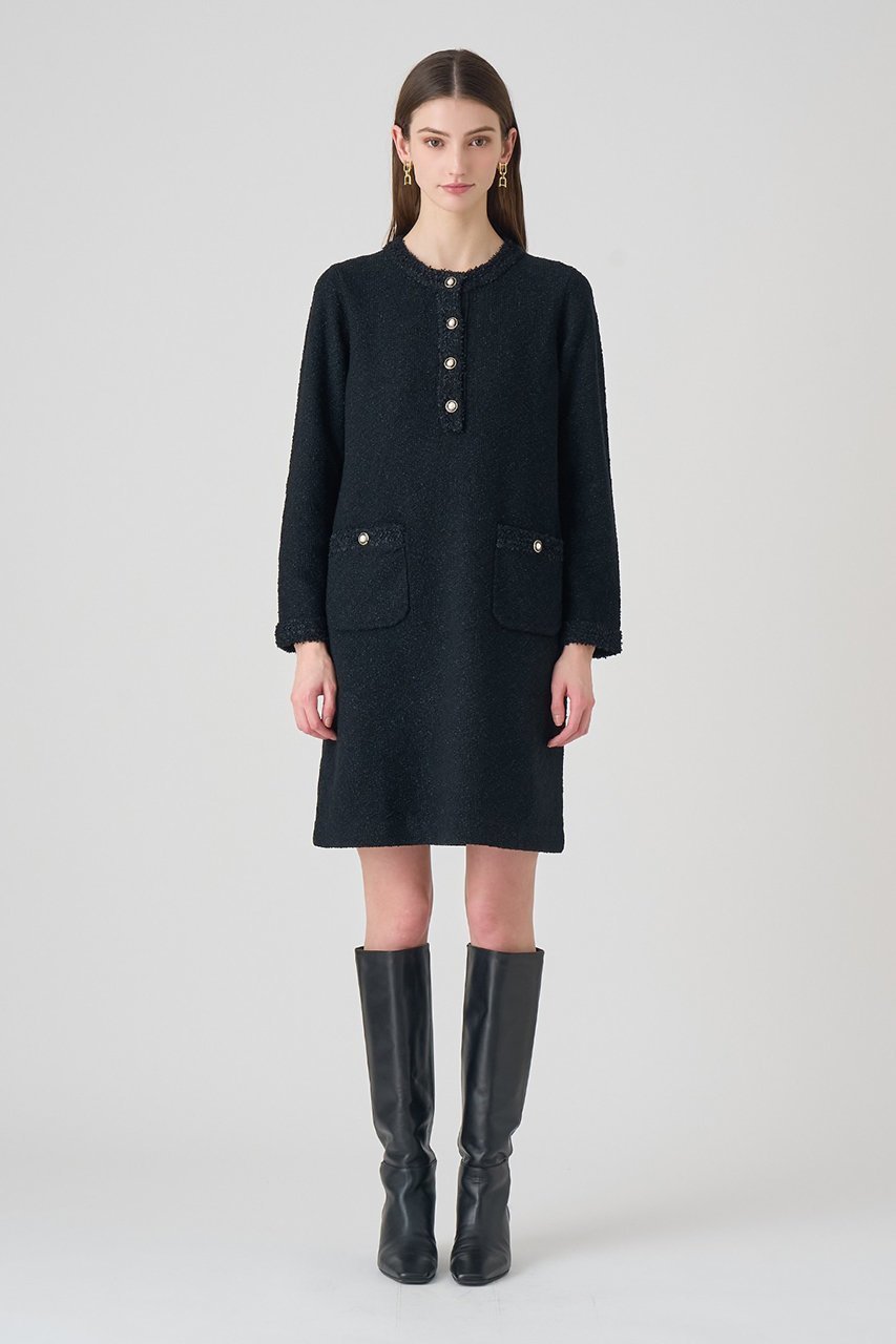 【アナイ/ANAYI】のブークレラメツイードボクシー ワンピース 人気、トレンドファッション・服の通販 founy(ファニー) 　ファッション　Fashion　レディースファッション　Fashion for Women　ワンピース　Dresses　チュニック　Tunic Tops & Dresses　チュニック　Tunic, Long Top　フロント　Front, Front Design　ボックス　Boxy, Box Shape　ポケット　Pocket, Pocket Detail　リュクス　Luxury, Elegant, High-End, Chic　ロング　Long, Long-Length　other-8|ID: prp329100004901523 ipo3291000000036678631