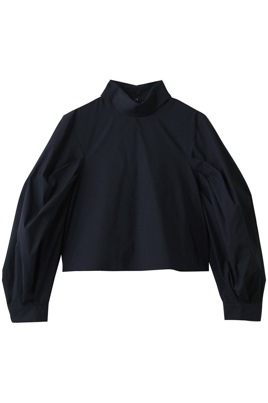 【リムアーク/RIM.ARK】のFolded neck tuck blouse/ブラウス インテリア・キッズ・メンズ・レディースファッション・服の通販 founy(ファニー) 　ファッション　Fashion　レディースファッション　Fashion for Women　トップス・カットソー　Cut & Sew Tops　シャツ・ブラウス・オフィスカジュアル　Elegant Blouses & Button-Ups　おすすめ　Recommended / Our Picks　シルキー　Silky, Smooth Texture　スリーブ　Sleeve, Long Sleeve / Short Sleeve　タイプライター　Typewriter Fabric, Crisp Cotton　ダウン　Down, Puffer　デニム　Denim, Jeans Material　ハイネック　High Neck, Mock Neck　フォルム　Silhouette, Form　ロング　Long, Long-Length　エレガント 上品　Elegant　入学式　Entrance Ceremony　ネイビー|ID: prp329100004901536 ipo3291000000036678749