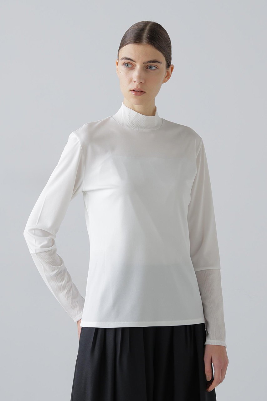 【アドーア/ADORE】のハイツイストスムーストップス 人気、トレンドファッション・服の通販 founy(ファニー) 　ファッション　Fashion　レディースファッション　Fashion for Women　トップス・カットソー　Cut & Sew Tops　シャツ・ブラウス・オフィスカジュアル　Elegant Blouses & Button-Ups　ロングTシャツ・Tシャツ　Longline T-Shirts & Tees　カットソー・ベーシックTシャツ　Cut-and-Sewn Tops / Stretch Tees & Basics　シンプル　Simple, Minimal　スリーブ　Sleeve, Long Sleeve / Short Sleeve　ダブル　Double, Double-Breasted　テレコ　Ribbed, Rib Stitch　ロング　Long, Long-Length　エレガント 上品　Elegant　other-2|ID: prp329100004901537 ipo3291000000036678765