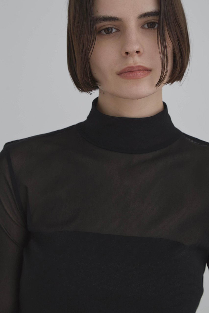 【ル フィル/LE PHIL】のチュールメッシュT 人気、トレンドファッション・服の通販 founy(ファニー) 　ファッション　Fashion　レディースファッション　Fashion for Women　トップス・カットソー　Cut & Sew Tops　シャツ・ブラウス・オフィスカジュアル　Elegant Blouses & Button-Ups　ロングTシャツ・Tシャツ　Longline T-Shirts & Tees　カットソー・ベーシックTシャツ　Cut-and-Sewn Tops / Stretch Tees & Basics　インナー　Innerwear　シアー　Sheer, See-Through　ショート　Short, Short Length　スリーブ　Sleeve, Long Sleeve / Short Sleeve　ハイネック　High Neck, Mock Neck　エレガント 上品　Elegant　other-5|ID: prp329100004901543 ipo3291000000036678821