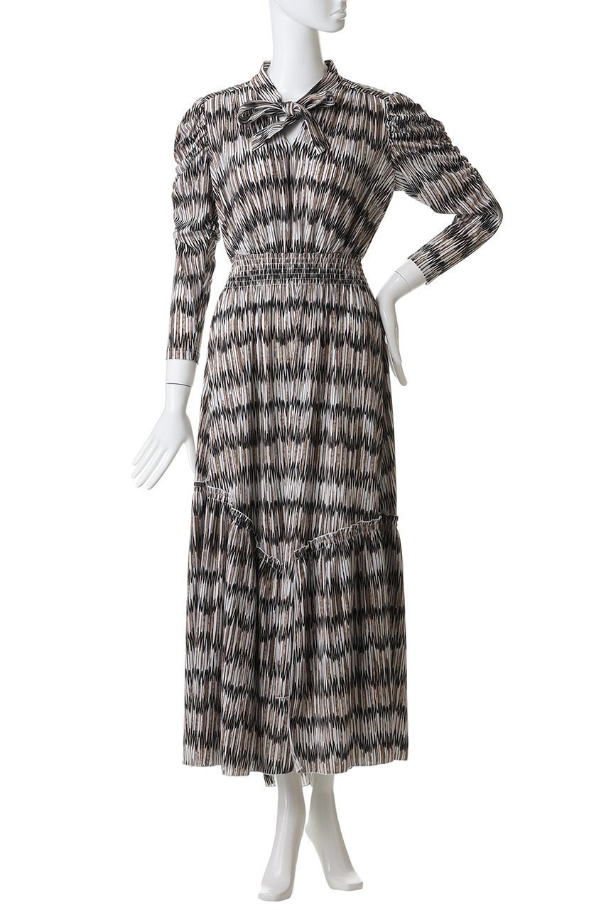 【コルコバード/CORCOVADO】のプリントボウタイリボンドレス 人気、トレンドファッション・服の通販 founy(ファニー) 　ファッション　Fashion　レディースファッション　Fashion for Women　ワンピース　Dresses　フォーマル・パーティードレス・結婚式用ドレス　Elegant & Casual Dresses　チュニック　Tunic Tops & Dresses　おすすめ　Recommended / Our Picks　ギャザー　Gathered, Ruffled　スリーブ　Sleeve, Long Sleeve / Short Sleeve　チュニック　Tunic, Long Top　ドレス　Dress, One-Piece　プリント　Print, Printed Pattern　マキシ　Maxi, Full Length　リボン　Ribbon, Bow　リュクス　Luxury, Elegant, High-End, Chic　other-2|ID: prp329100004901558 ipo3291000000036678955