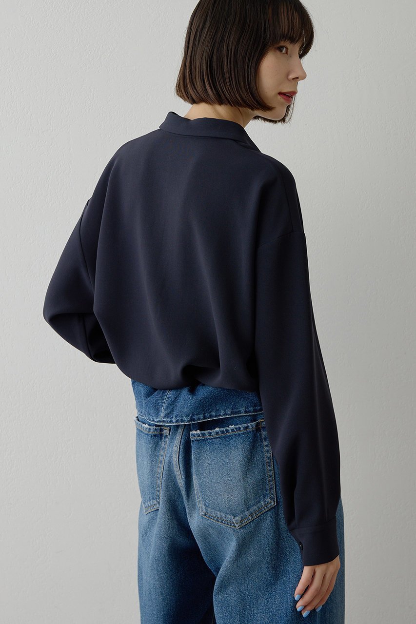 【ウィムガゼット/Whim Gazette】のダブルクロススキッパープルオーバー 人気、トレンドファッション・服の通販 founy(ファニー) 　ファッション　Fashion　レディースファッション　Fashion for Women　トップス・カットソー　Cut & Sew Tops　シャツ・ブラウス・オフィスカジュアル　Elegant Blouses & Button-Ups　カジュアルプルオーバー・ニットトップス　Pullovers & Knit Tops / Casual Pullovers　エアリー　Airy Texture　スキッパー　Skipper, Open Collar　スリーブ　Sleeve, Long Sleeve / Short Sleeve　ダブル　Double, Double-Breasted　バランス　Balance, Style Balance　ベーシック　Basic, Essential　リラックス　Relax, Relaxed Fit　ロング　Long, Long-Length　エレガント 上品　Elegant　other-4|ID: prp329100004901571 ipo3291000000036679069