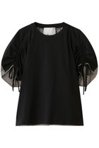 【スリーワン フィリップリム/3.1 Phillip Lim】のショートスリーブ ルーシュドスリーブ Tシャツ with コンボパネル 人気、トレンドファッション・服の通販 founy(ファニー) ファッション Fashion レディースファッション Fashion for Women トップス・カットソー Cut & Sew Tops シャツ・ブラウス・オフィスカジュアル Elegant Blouses & Button-Ups ロングTシャツ・Tシャツ Longline T-Shirts & Tees カットソー・ベーシックTシャツ Cut-and-Sewn Tops / Stretch Tees & Basics ギャザー Gathered, Ruffled ショート Short, Short Length ストライプ Stripe, Striped Pattern スリーブ Sleeve, Long Sleeve / Short Sleeve フロント Front, Front Design モダン Modern, Contemporary リラックス Relax, Relaxed Fit thumbnail ブラック|ID: prp329100004901584 ipo3291000000036679180