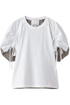 【スリーワン フィリップリム/3.1 Phillip Lim】のショートスリーブ ルーシュドスリーブ Tシャツ with コンボパネル 人気、トレンドファッション・服の通販 founy(ファニー) ファッション Fashion レディースファッション Fashion for Women トップス・カットソー Cut & Sew Tops シャツ・ブラウス・オフィスカジュアル Elegant Blouses & Button-Ups ロングTシャツ・Tシャツ Longline T-Shirts & Tees カットソー・ベーシックTシャツ Cut-and-Sewn Tops / Stretch Tees & Basics ギャザー Gathered, Ruffled ショート Short, Short Length ストライプ Stripe, Striped Pattern スリーブ Sleeve, Long Sleeve / Short Sleeve フロント Front, Front Design モダン Modern, Contemporary リラックス Relax, Relaxed Fit thumbnail ホワイト|ID: prp329100004901584 ipo3291000000036679181