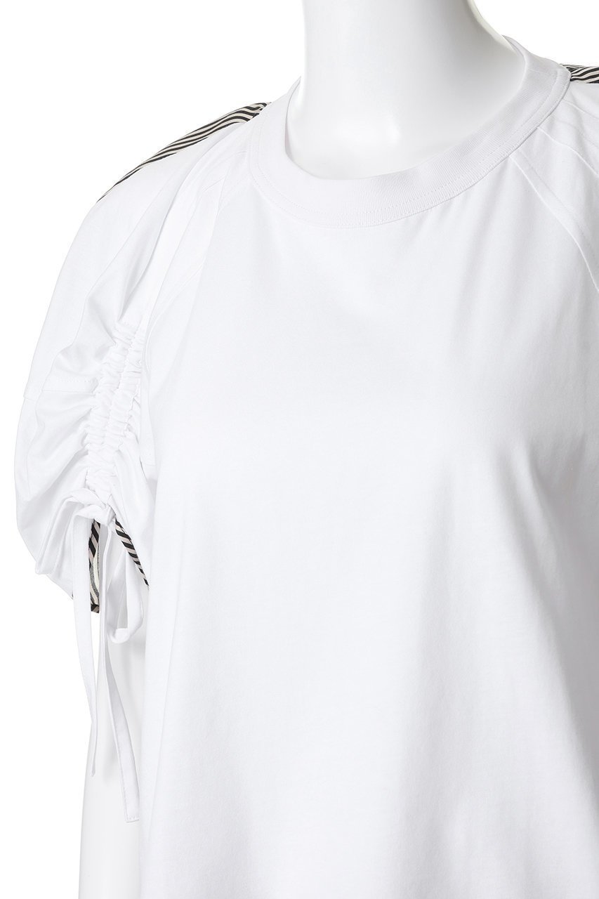 【スリーワン フィリップリム/3.1 Phillip Lim】のショートスリーブ ルーシュドスリーブ Tシャツ with コンボパネル 人気、トレンドファッション・服の通販 founy(ファニー) 　ファッション　Fashion　レディースファッション　Fashion for Women　トップス・カットソー　Cut & Sew Tops　シャツ・ブラウス・オフィスカジュアル　Elegant Blouses & Button-Ups　ロングTシャツ・Tシャツ　Longline T-Shirts & Tees　カットソー・ベーシックTシャツ　Cut-and-Sewn Tops / Stretch Tees & Basics　ギャザー　Gathered, Ruffled　ショート　Short, Short Length　ストライプ　Stripe, Striped Pattern　スリーブ　Sleeve, Long Sleeve / Short Sleeve　フロント　Front, Front Design　モダン　Modern, Contemporary　リラックス　Relax, Relaxed Fit　other-5|ID: prp329100004901584 ipo3291000000036679185