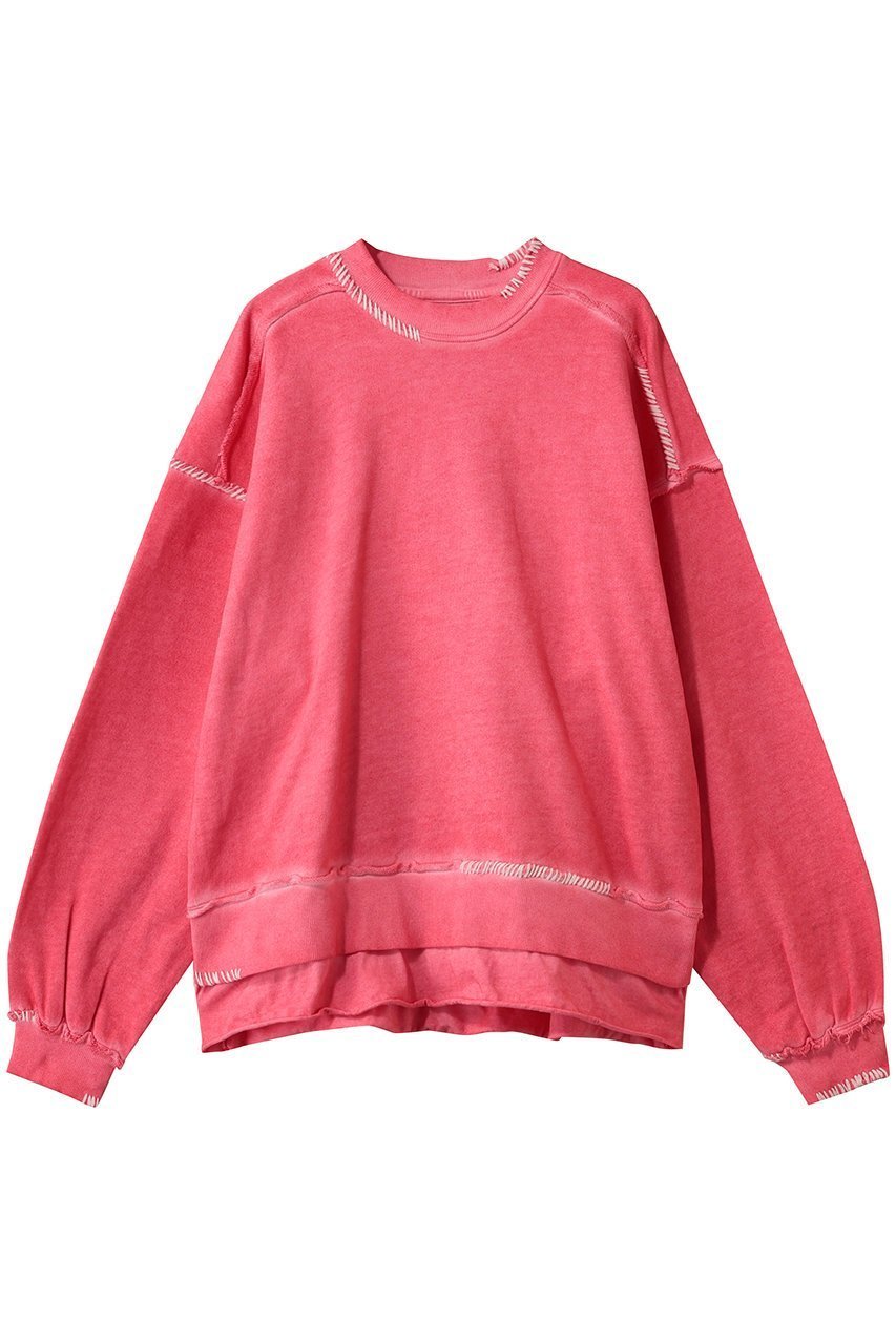 【メゾンスペシャル/MAISON SPECIAL】の【UNISEX】オーバーダイエンブロイダリー クルースウェット インテリア・キッズ・メンズ・レディースファッション・服の通販 founy(ファニー) 　ファッション　Fashion　レディースファッション　Fashion for Women　トップス・カットソー　Cut & Sew Tops　シャツ・ブラウス・オフィスカジュアル　Elegant Blouses & Button-Ups　レディースパーカー・カジュアルフーディー　Casual Hoodies & Sweatshirts　ロングTシャツ・Tシャツ　Longline T-Shirts & Tees　スウェット・クルーネックトップス　Sweatshirts & Crewnecks / Relaxed Fit Sweat Tops　カットソー・ベーシックTシャツ　Cut-and-Sewn Tops / Stretch Tees & Basics　ユニセックス　Unisex, Genderless　ダメージ　Distressed, Destroyed　ブリーチ　Bleach, Washed Finish　ランダム　Random, Irregular　PNK(ピンク)|ID: prp329100004901591 ipo3291000000036679238