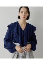 【ウィムガゼット/Whim Gazette】のローンフリルブラウス 人気、トレンドファッション・服の通販 founy(ファニー) ファッション Fashion レディースファッション Fashion for Women トップス・カットソー Cut & Sew Tops シャツ・ブラウス・オフィスカジュアル Elegant Blouses & Button-Ups インナー Innerwear スリーブ Sleeve, Long Sleeve / Short Sleeve デニム Denim, Jeans Material バランス Balance, Style Balance フェミニン Feminine, Girly フリル Frill, Ruffle ボトム Bottoms, Lower Wear ロング Long, Long-Length エレガント 上品 Elegant 夏 Summer 春 Spring S/S・春夏 SS, Spring/Summer, Warm Season thumbnail ネイビー|ID: prp329100004901630 ipo3291000000036679695