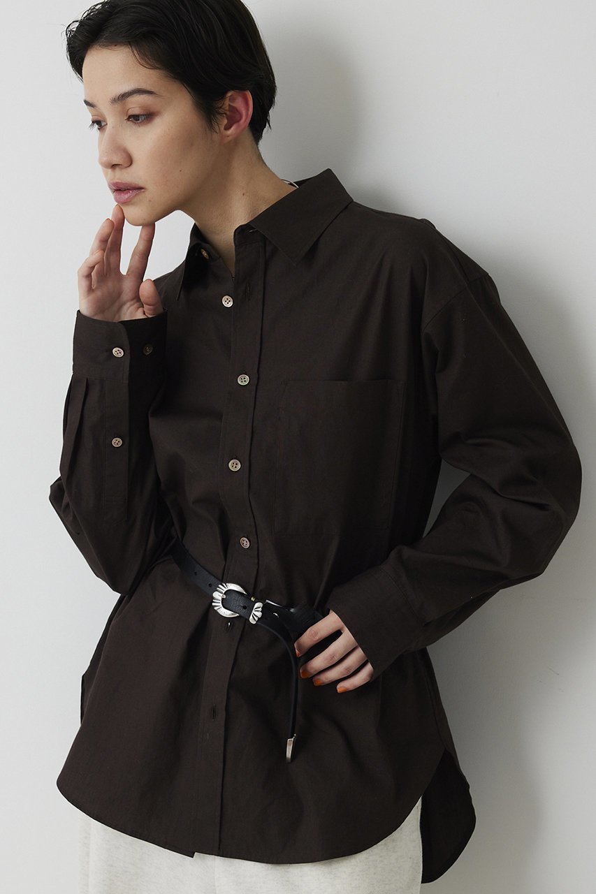 【ウィムガゼット/Whim Gazette】のブロードシャツ インテリア・キッズ・メンズ・レディースファッション・服の通販 founy(ファニー) 　ファッション　Fashion　レディースファッション　Fashion for Women　トップス・カットソー　Cut & Sew Tops　シャツ・ブラウス・オフィスカジュアル　Elegant Blouses & Button-Ups　おすすめ　Recommended / Our Picks　シンプル　Simple, Minimal　スウェット / スエット　Sweatshirt, Sweatwear　スリーブ　Sleeve, Long Sleeve / Short Sleeve　トレンド　Trend, Trending Now　ブロード　Broadcloth, Fine Cotton　ベーシック　Basic, Essential　ポケット　Pocket, Pocket Detail　ロング　Long, Long-Length　ブラウン|ID: prp329100004901684 ipo3291000000036680288