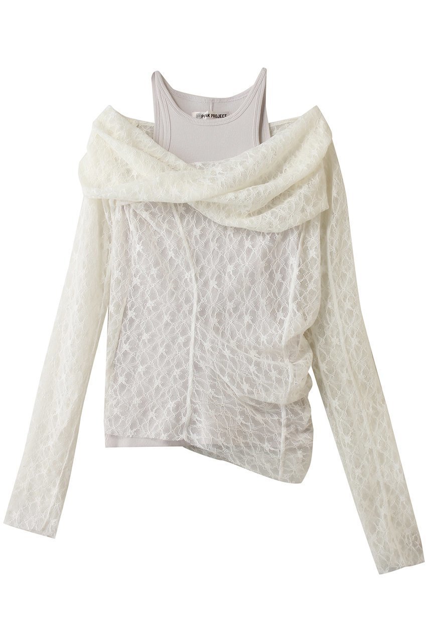 【プランク プロジェクト/PRANK PROJECT】のオフショルダーレイヤードトップ インテリア・キッズ・メンズ・レディースファッション・服の通販 founy(ファニー) 　ファッション　Fashion　レディースファッション　Fashion for Women　トップス・カットソー　Cut & Sew Tops　キャミソール&ノースリーブ　Camisoles & Sleeveless Tops　シャツ・ブラウス・オフィスカジュアル　Elegant Blouses & Button-Ups　インナー　Innerwear　カットソー　Cut and Sewn Top　キャミソール　Camisole, Spaghetti Strap Top　ストレッチ　Stretch, Stretchy Fabric　タンク　Tank Top, Sleeveless Top　ノースリーブ　Sleeveless, No-Sleeve　レース　Lace, Lace Fabric　WHT(ホワイト)|ID: prp329100004901698 ipo3291000000036680414