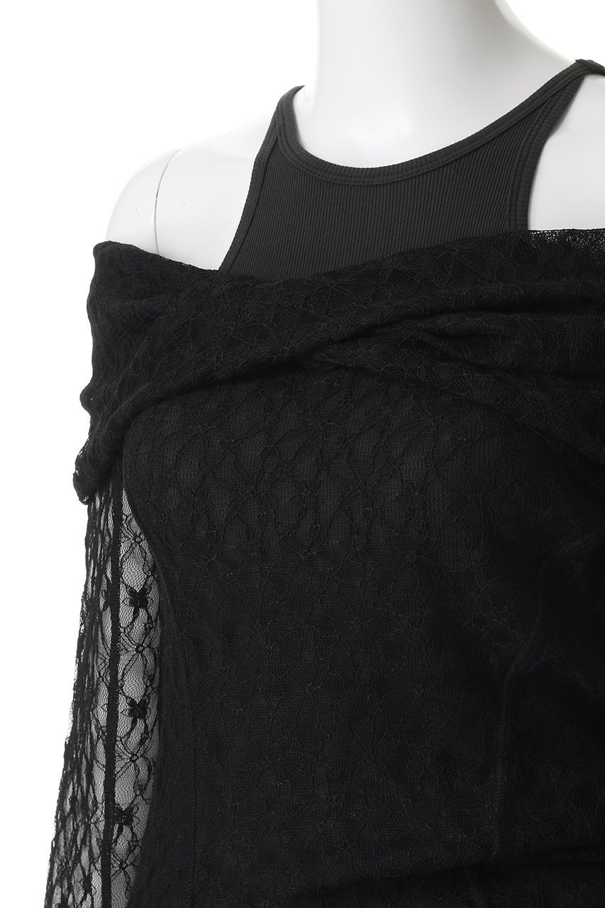 【プランク プロジェクト/PRANK PROJECT】のオフショルダーレイヤードトップ 人気、トレンドファッション・服の通販 founy(ファニー) 　ファッション　Fashion　レディースファッション　Fashion for Women　トップス・カットソー　Cut & Sew Tops　キャミソール&ノースリーブ　Camisoles & Sleeveless Tops　シャツ・ブラウス・オフィスカジュアル　Elegant Blouses & Button-Ups　インナー　Innerwear　カットソー　Cut and Sewn Top　キャミソール　Camisole, Spaghetti Strap Top　ストレッチ　Stretch, Stretchy Fabric　タンク　Tank Top, Sleeveless Top　ノースリーブ　Sleeveless, No-Sleeve　レース　Lace, Lace Fabric　other-5|ID: prp329100004901698 ipo3291000000036711619