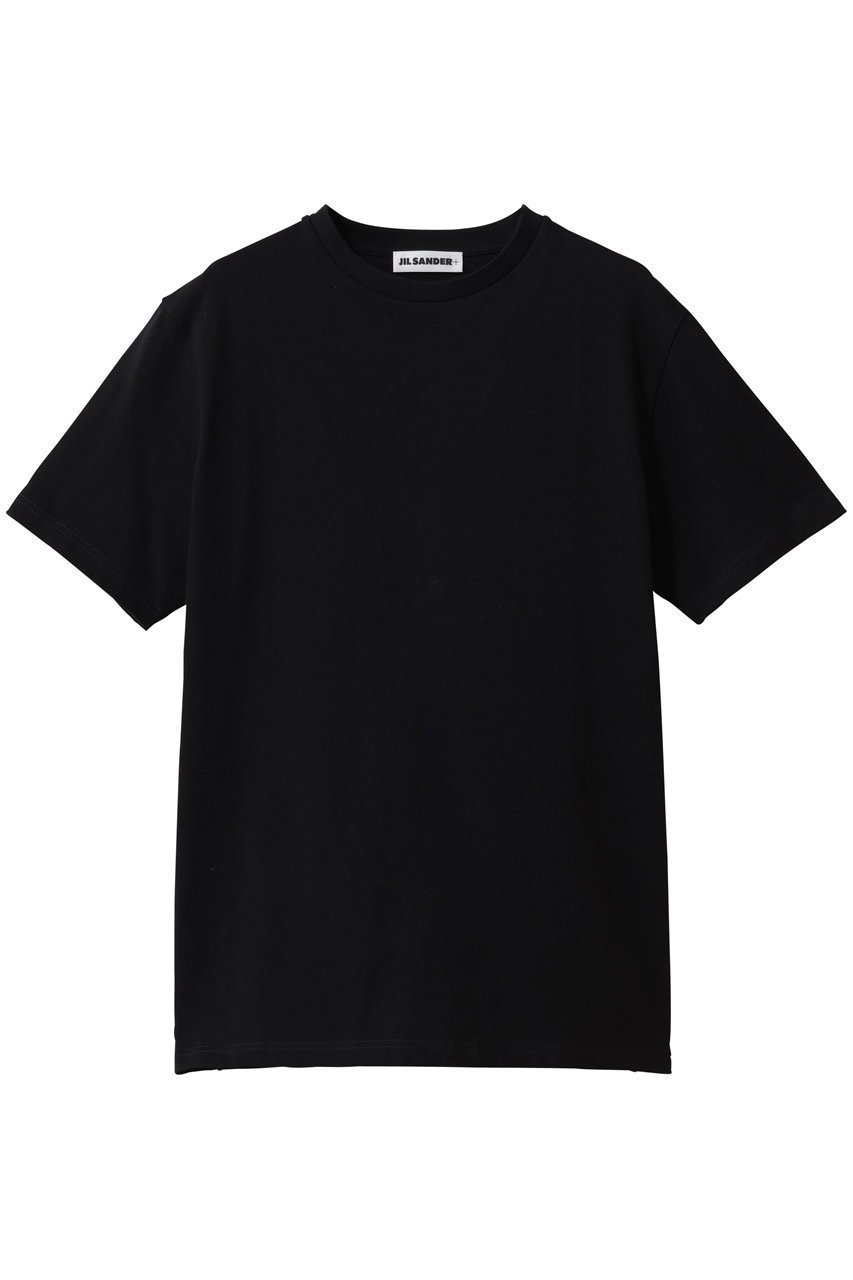 【ジル サンダー/JIL SANDER】の【JIL SANDER+】レザーパッチ付き クルーネック ショートスリーブTシャツ インテリア・キッズ・メンズ・レディースファッション・服の通販 founy(ファニー) 　ファッション　Fashion　レディースファッション　Fashion for Women　トップス・カットソー　Cut & Sew Tops　シャツ・ブラウス・オフィスカジュアル　Elegant Blouses & Button-Ups　ロングTシャツ・Tシャツ　Longline T-Shirts & Tees　カットソー・ベーシックTシャツ　Cut-and-Sewn Tops / Stretch Tees & Basics　ショート　Short, Short Length　シンプル　Simple, Minimal　スリーブ　Sleeve, Long Sleeve / Short Sleeve　バランス　Balance, Style Balance　パッチ　Patch, Appliqué　ベーシック　Basic, Essential　ボトム　Bottoms, Lower Wear　ブラック|ID: prp329100004901699 ipo3291000000036680424