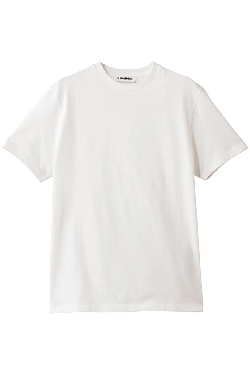 【ジル サンダー/JIL SANDER】の【JIL SANDER+】レザーパッチ付き クルーネック ショートスリーブTシャツ インテリア・キッズ・メンズ・レディースファッション・服の通販 founy(ファニー) 　ファッション　Fashion　レディースファッション　Fashion for Women　トップス・カットソー　Cut & Sew Tops　シャツ・ブラウス・オフィスカジュアル　Elegant Blouses & Button-Ups　ロングTシャツ・Tシャツ　Longline T-Shirts & Tees　カットソー・ベーシックTシャツ　Cut-and-Sewn Tops / Stretch Tees & Basics　ショート　Short, Short Length　シンプル　Simple, Minimal　スリーブ　Sleeve, Long Sleeve / Short Sleeve　バランス　Balance, Style Balance　パッチ　Patch, Appliqué　ベーシック　Basic, Essential　ボトム　Bottoms, Lower Wear　ポーセリン|ID: prp329100004901699 ipo3291000000036680425